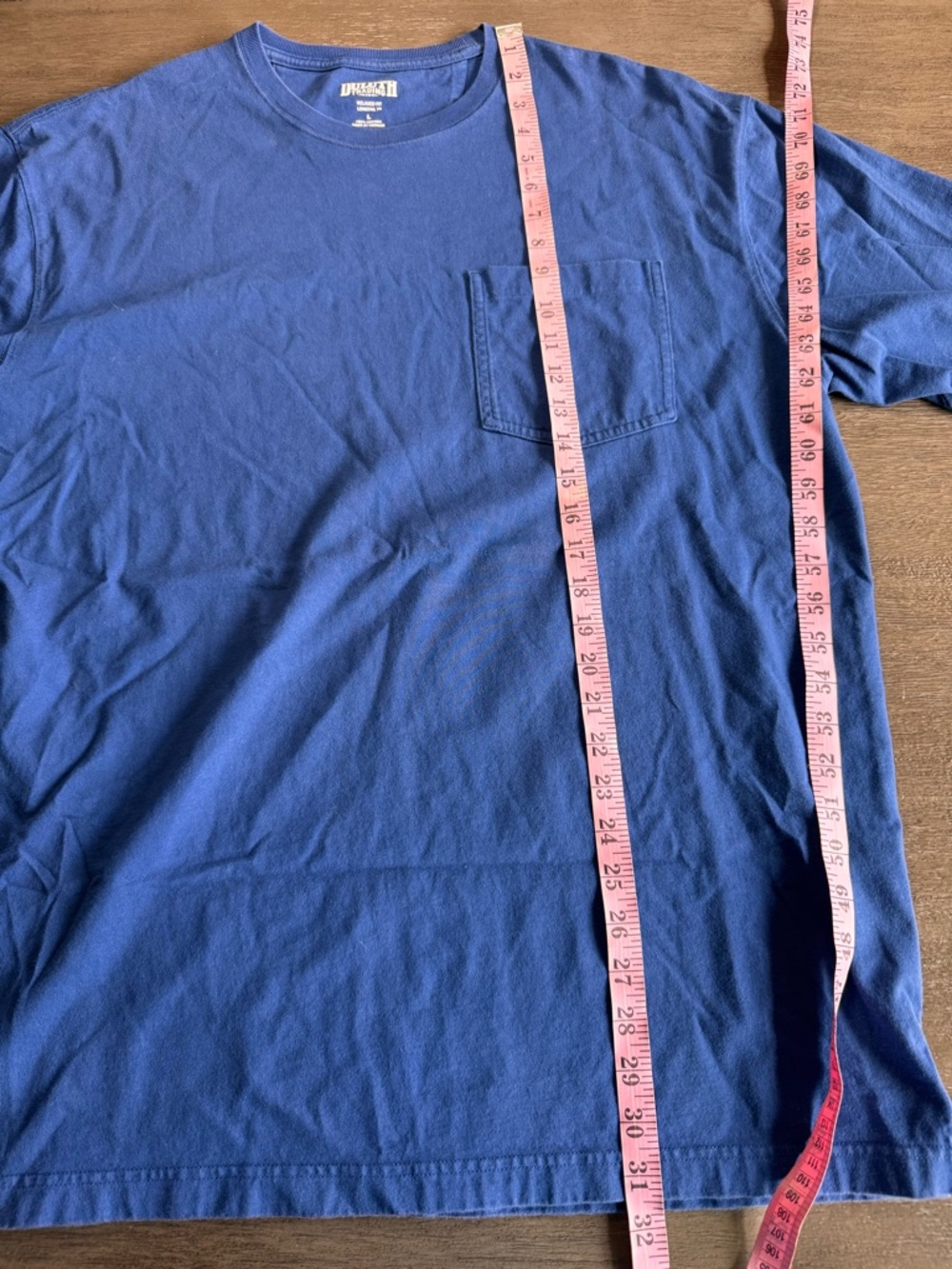 Duluth Blue Crew Neck Short Sleeve TShirt Long Tail Tee L - Picture 7 of 7